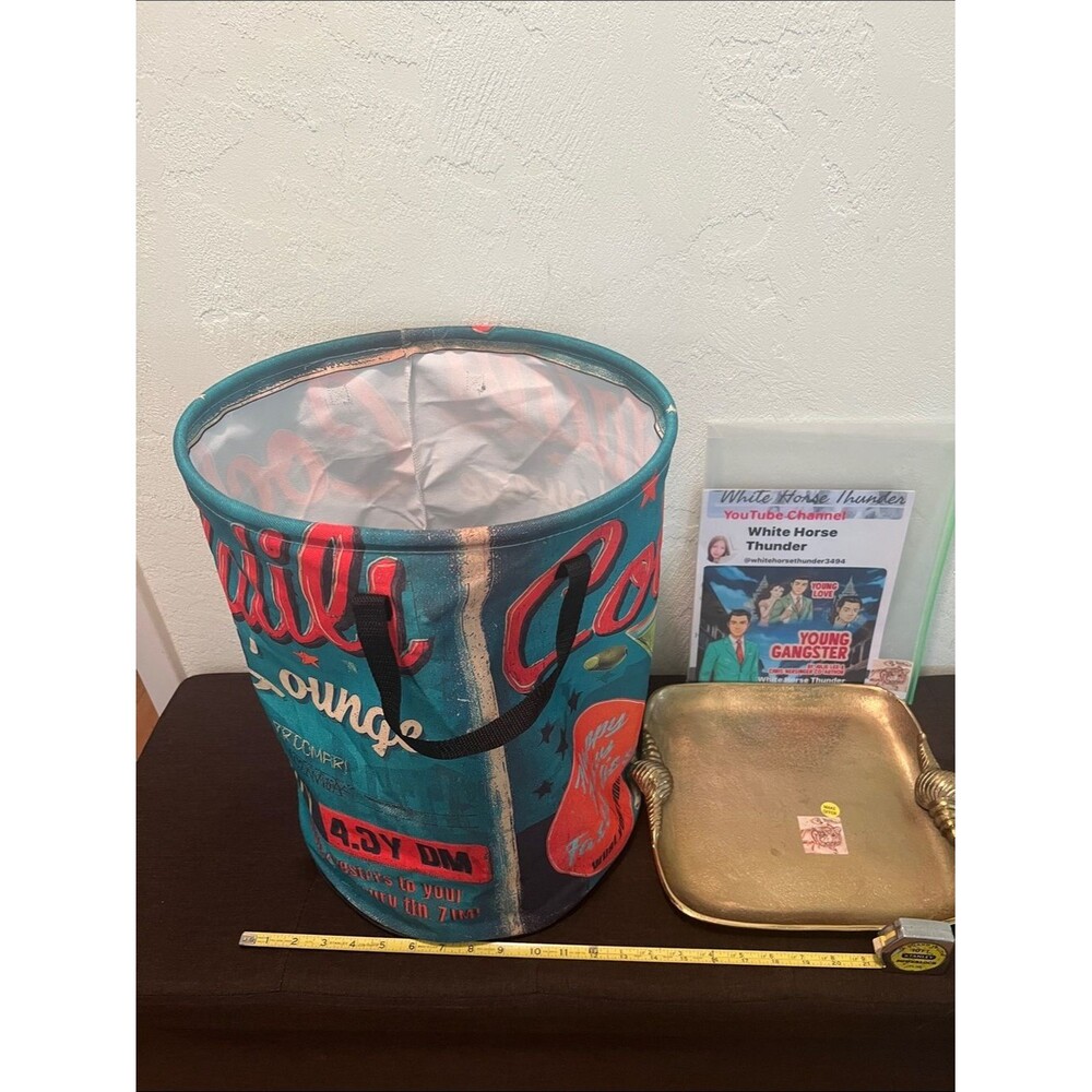 #2164**”12x18” Cocktails Laundry Basket Party Bin - Teal & Red - Picture 3 of 14